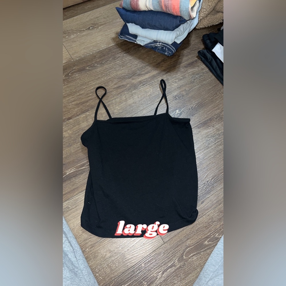 black spaghetti strap tank top size large